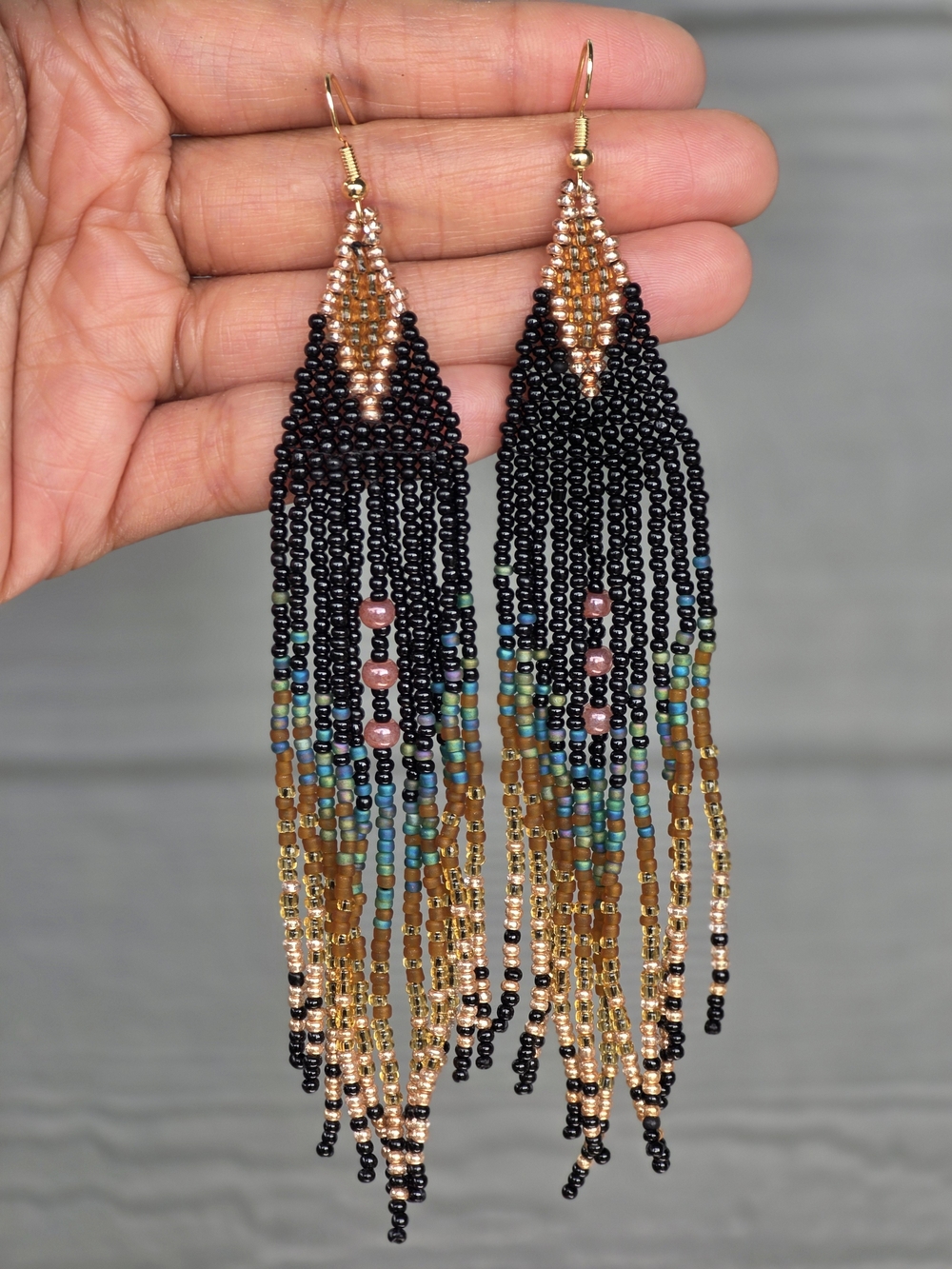Jinni Boho Beaded Fringe Earrings Handmade Boheme Jewelry